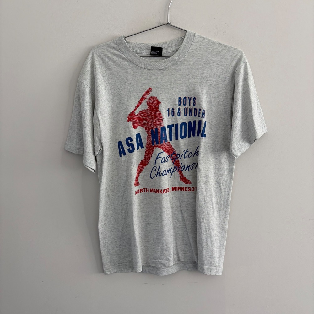 Vintage Screen Stars Best ASA National Fastpitch Championship T Shirt Grey Large